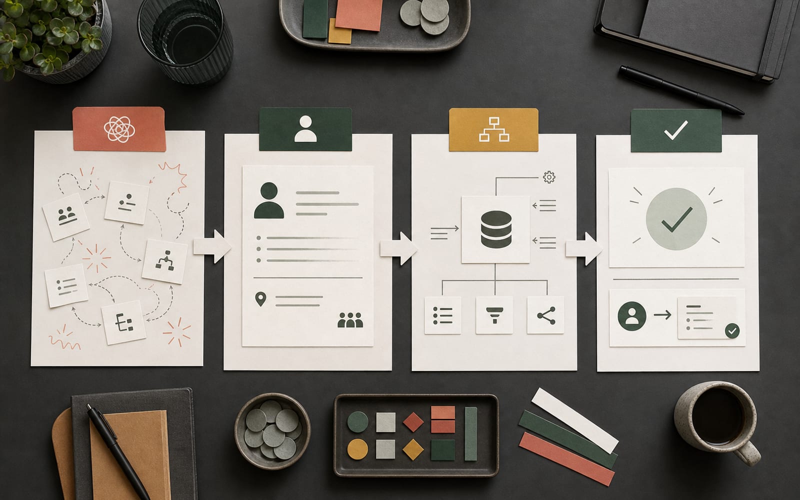 CRM-requirementscanvas dat een procesprobleem vertaalt naar een gebruikersscenario, systeemeis en toetsbaar acceptatiecriterium.