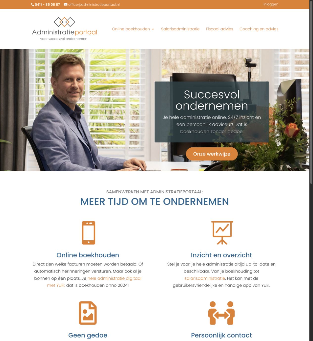 Homepage van Administratieportaal