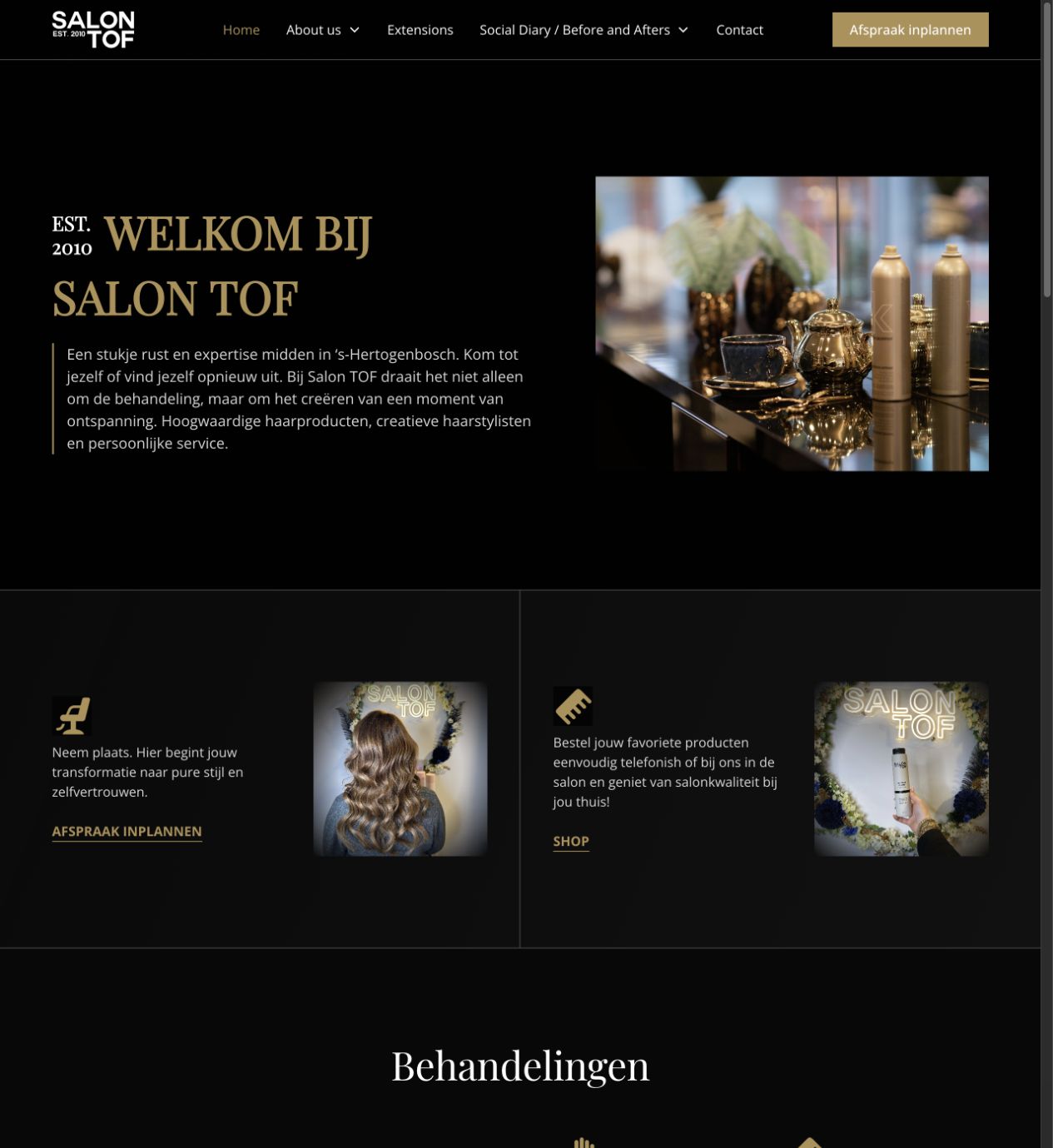 Homepage van Salon TOF